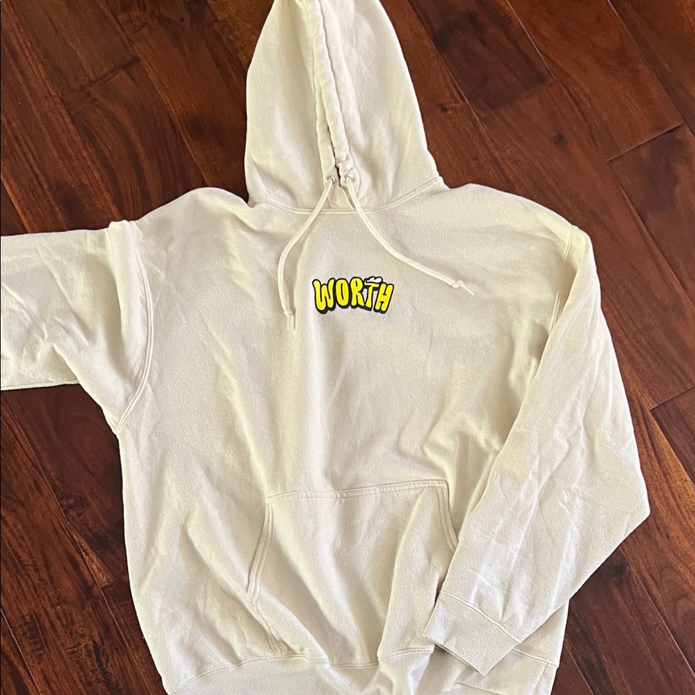 Port and Company Cream Hoodie with Yellow Graphic